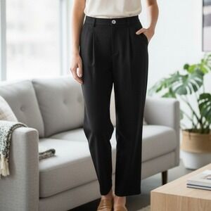 Fundamental Things Black High Waisted Pleated Trousers Wide Leg Pants -‎ Size 8
